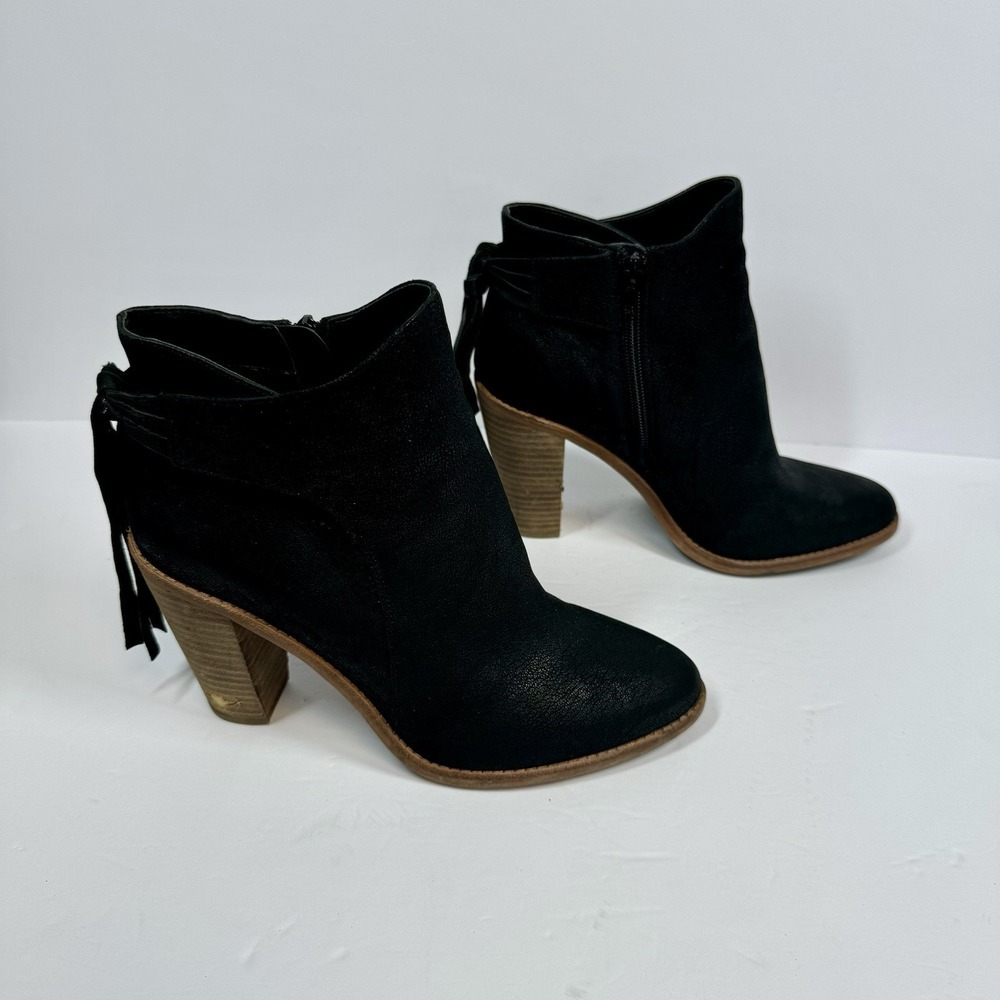 Vince Camuto Women's Linford Boot Block Heel Black Leather Bootie Tassel Sz 9M - Picture 2 of 12